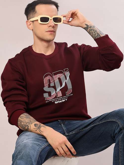 purple cotton front print sweatshirt - 21996738 -  Standard Image - 0