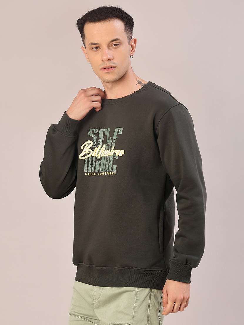 olive cotton front print sweatshirt - 21996743 - Standard Image - 2