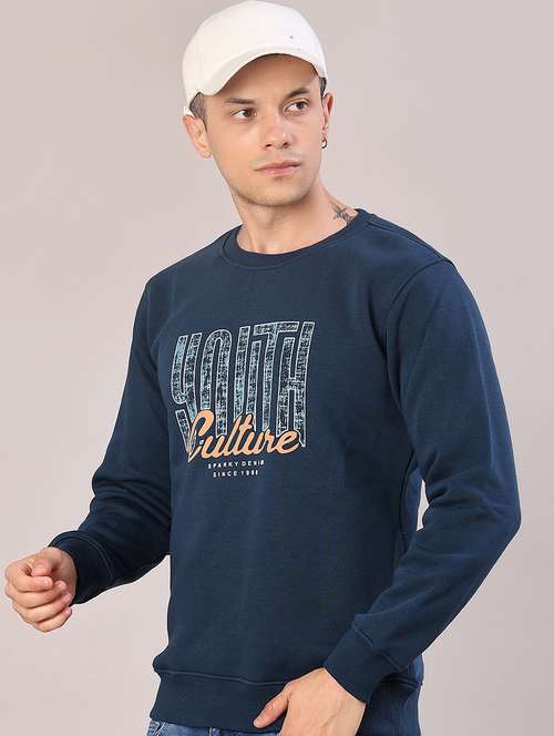 blue cotton front print sweatshirt - 21996747 -  Standard Image - 0