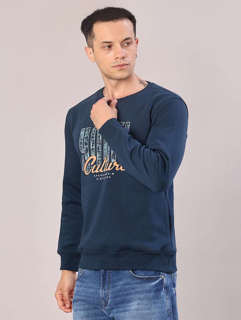 blue cotton front print sweatshirt - 21996747 -  Standard Image - 2