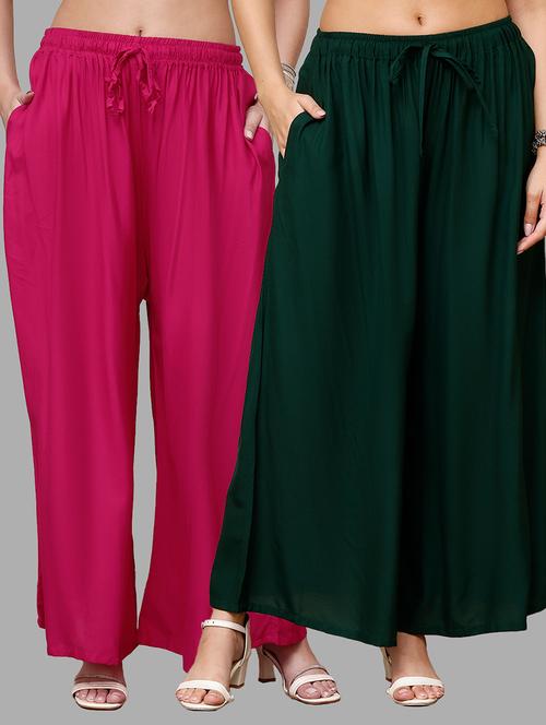 women pack of 2 solid flared palazzo - 21996874 -  Standard Image - 0
