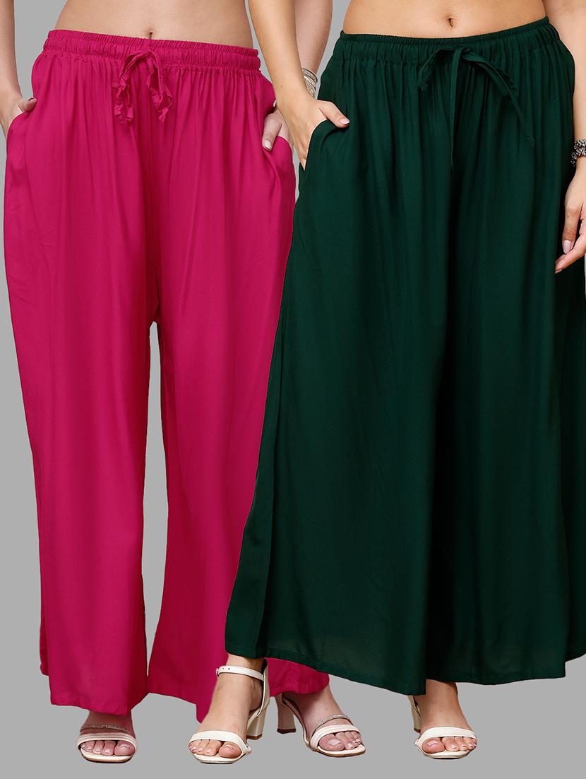women pack of 2 solid flared palazzo - 21996874 -  Zoom Image - 0