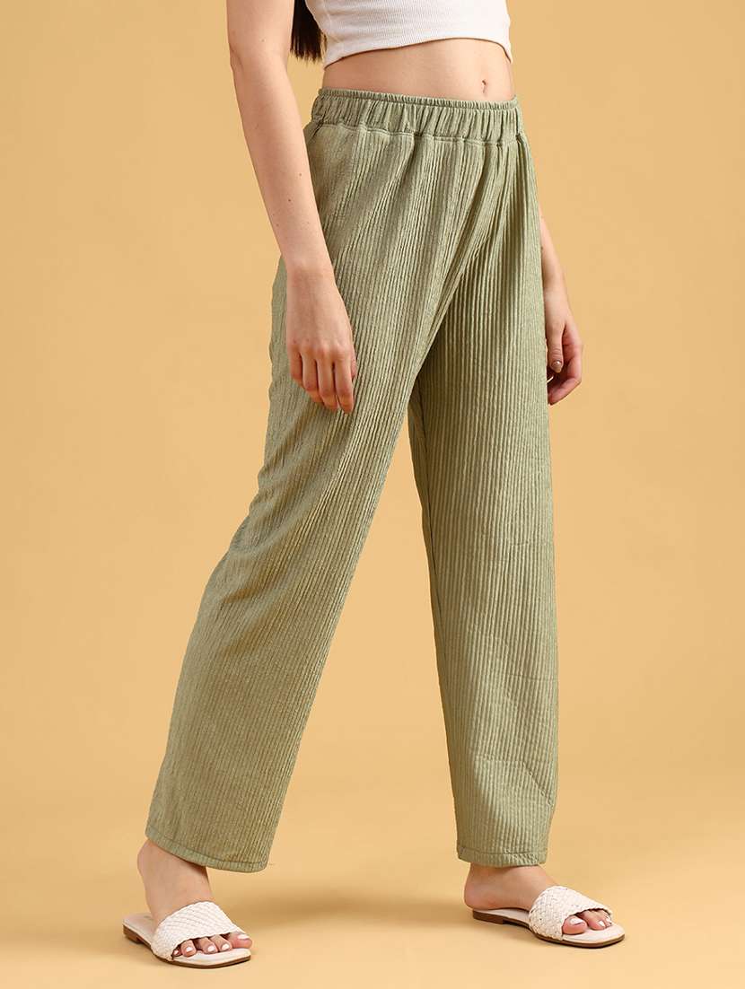 women solid mid rise straight trouser - 21996938 -  Standard Image - 2