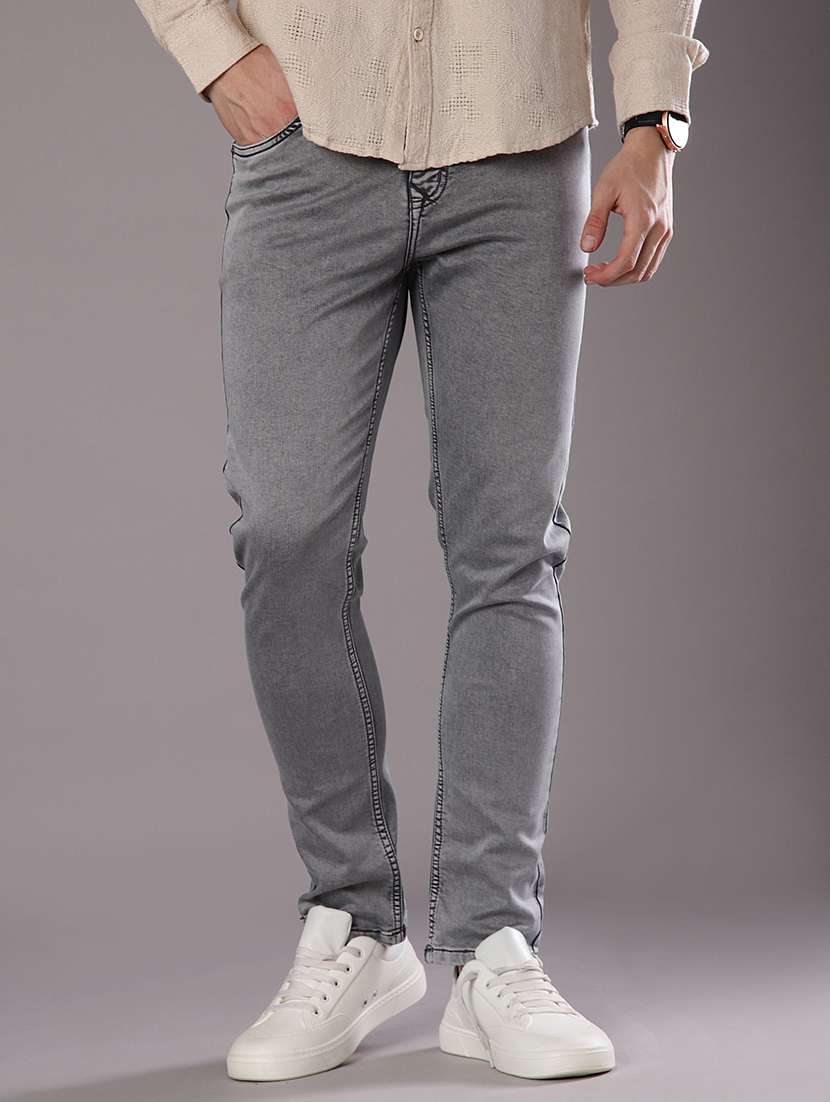 men solid mid rise slim fit jean