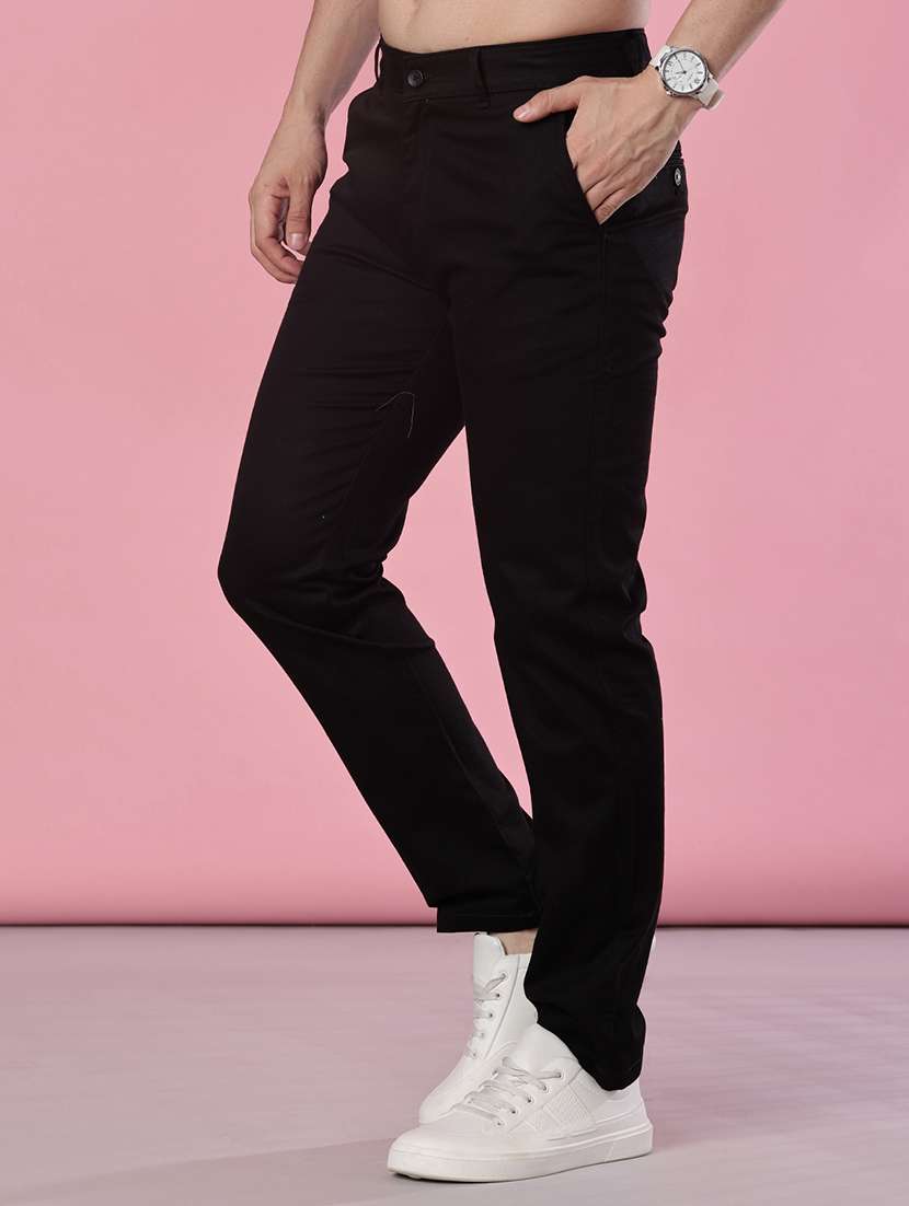 men solid mid rise casual chinos - 21997019 - Standard Image - 2