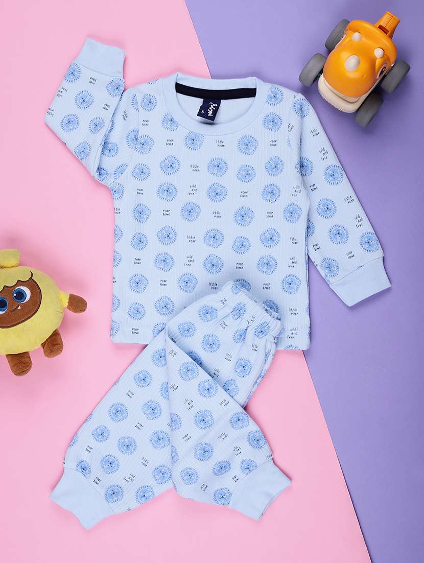 boys printed winterwear full length set