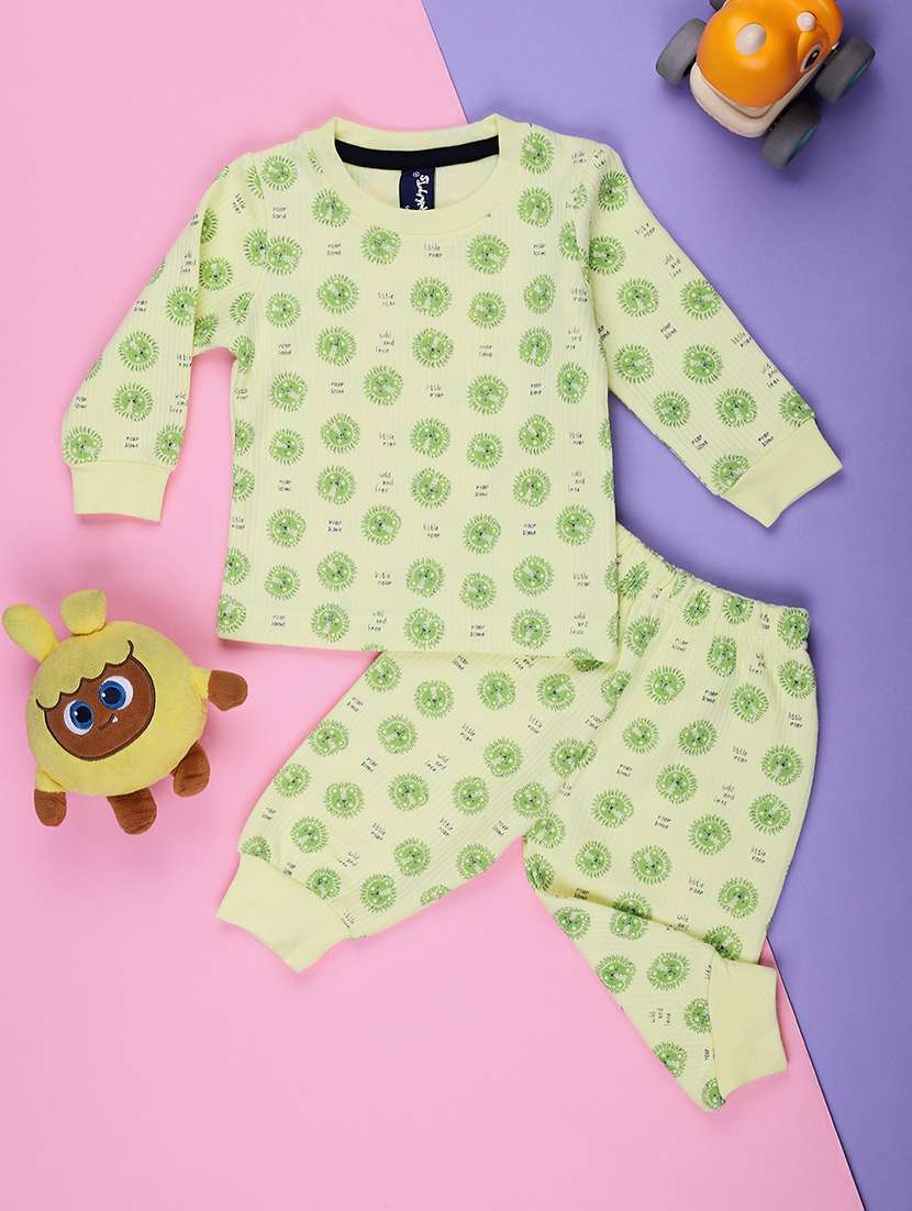 boys printed winterwear full length set