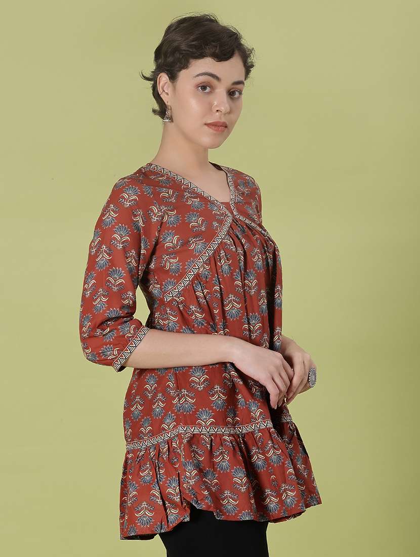 women printed three quarter sleeve kurti - 21997074 -  Standard Image - 2