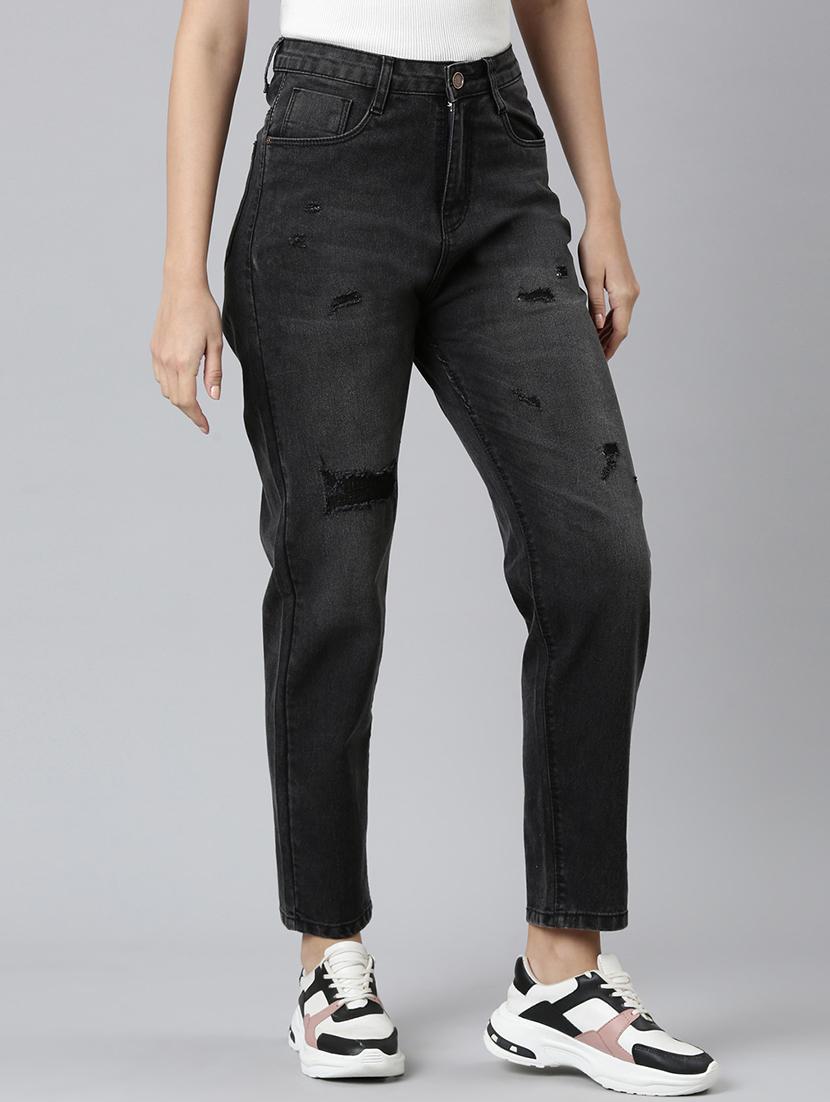 women distressed high rise straight fit jean - 21997121 - Standard Image - 2