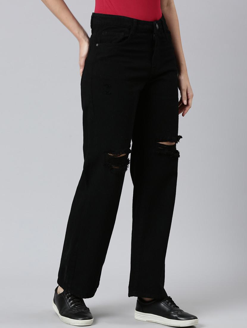 women slash knee straight fit jean - 21997122 - Standard Image - 2