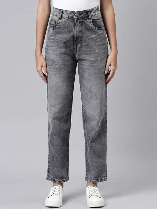 women solid high rise straight fit jean - 21997125 -  Standard Image - 0