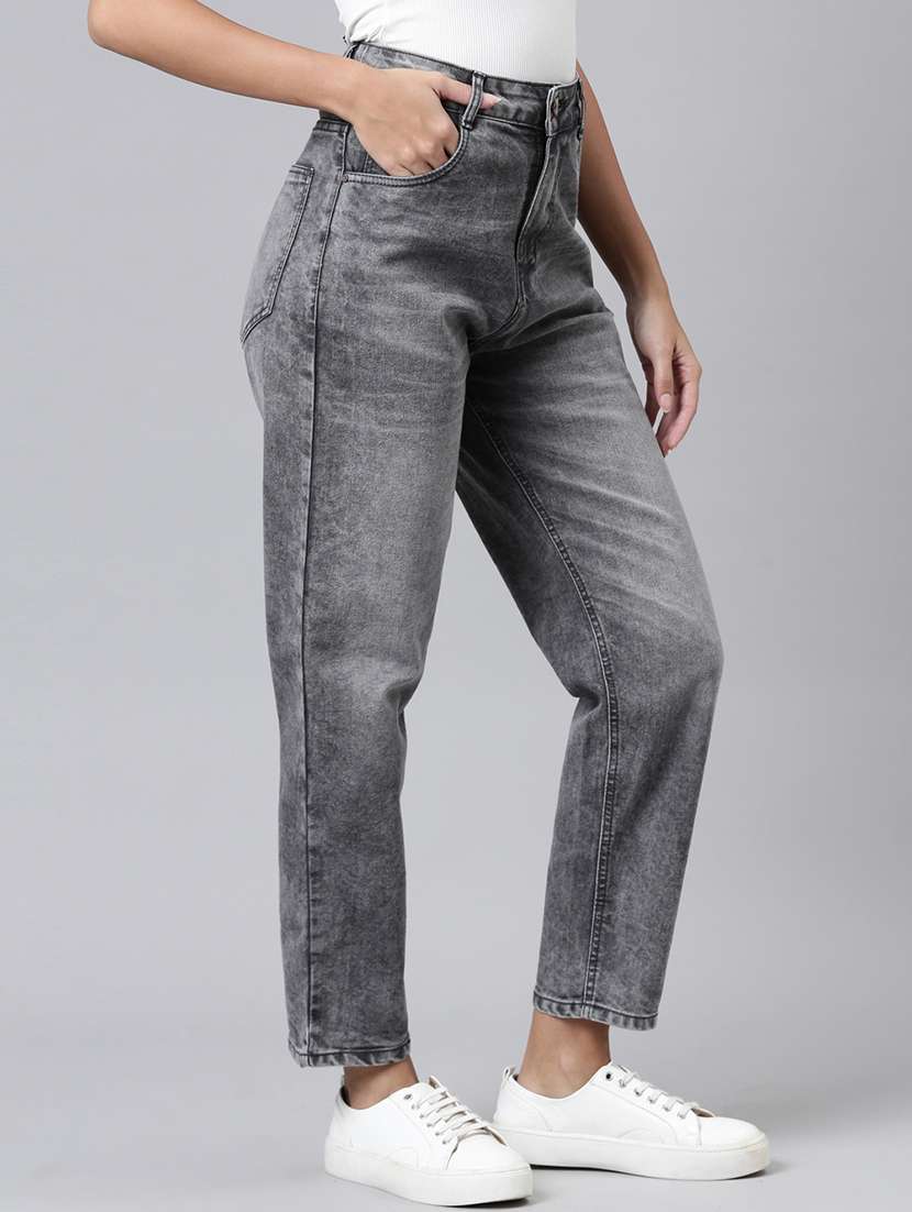 women solid high rise straight fit jean - 21997125 -  Standard Image - 2