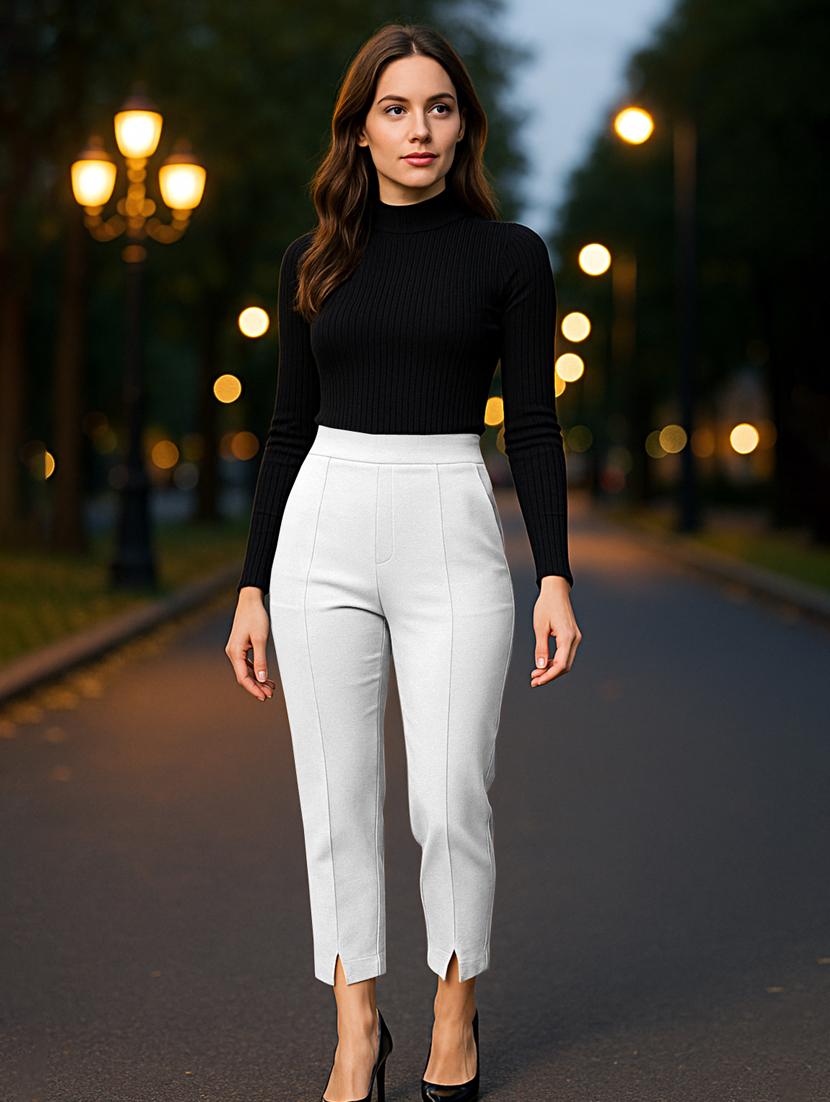 women solid high rise cigarette pants - 21997128 - Standard Image - 2