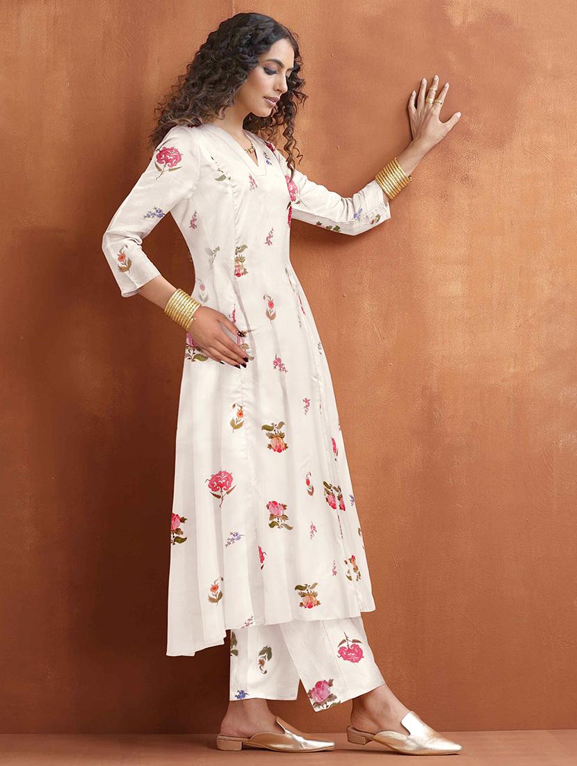 women floral printed three quarter sleeve kurta palazzo set - 21997153 - Standard Image - 2