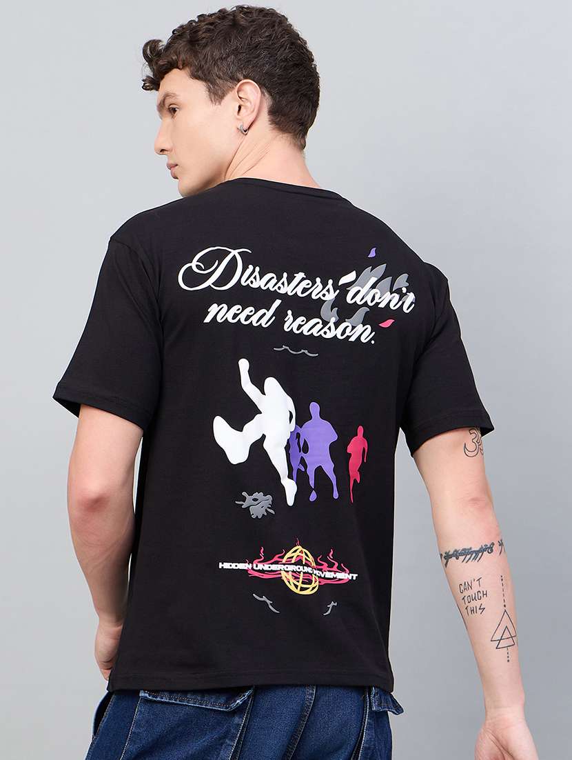 men front & back print round neck regular fit t-shirt - 21997168 -  Zoom Image - 0