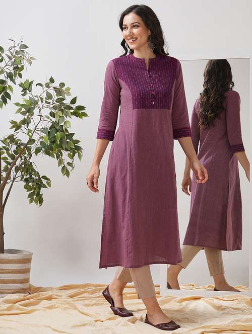 women self design three quarter sleeve a-line kurta - 21997234 -  Standard Image - 0