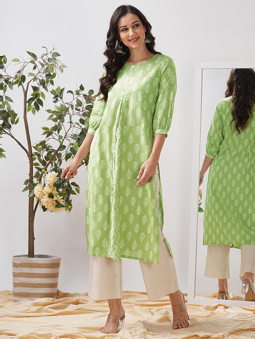 women printed three quarter sleeve a-line kurta - 21997241 - Zoom Image - 0