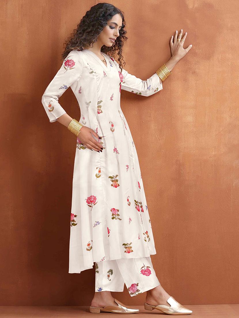 women floral print a-line kurta and palazzo set - 21997249 - Standard Image - 2