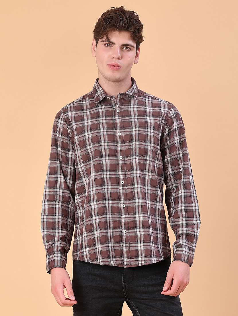 men checkered collared long sleeve shirt - 21997352 -  Standard Image - 2