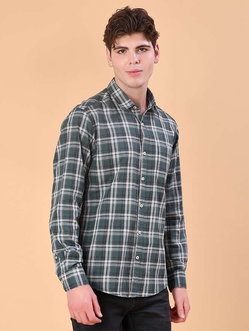 men checkered collared long sleeve shirt - 21997353 -  Standard Image - 2