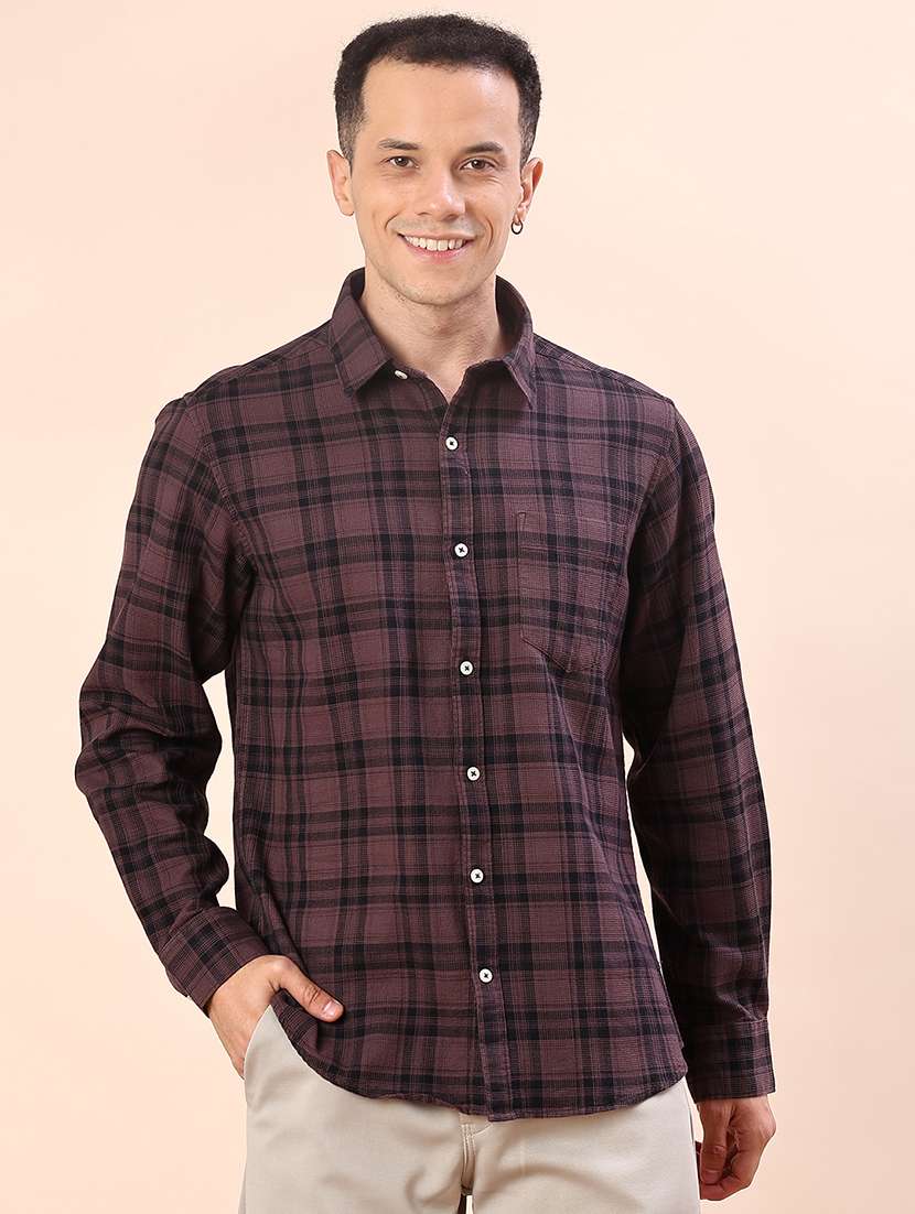 men checkered long sleeve regualr fit casual shirt - 21997354 -  Standard Image - 2