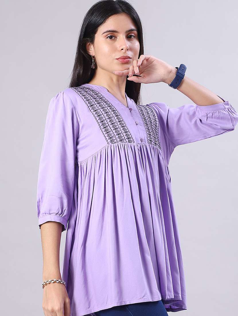 women printed three quarter sleeve kurti - 21997427 -  Standard Image - 2