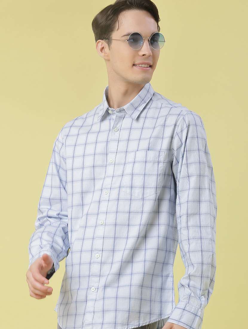men checkered long sleeve regular fit casual shirt