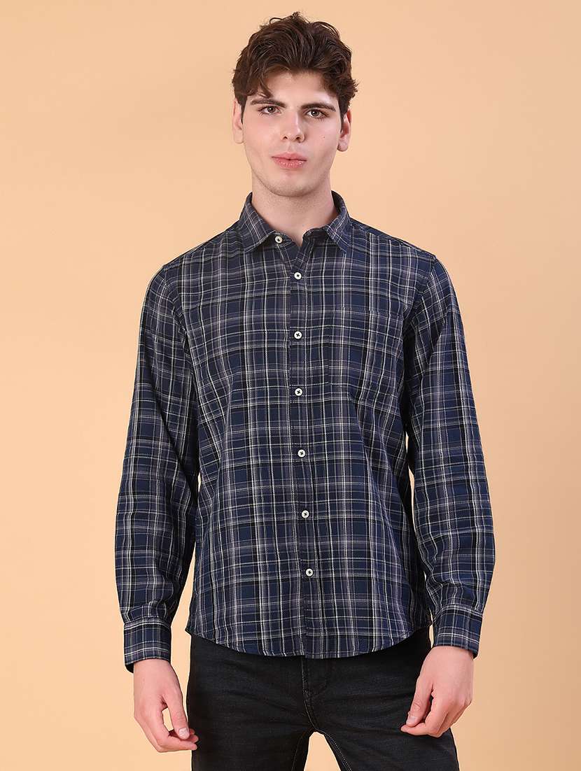 men checkered collared long sleeve shirt - 21997538 -  Standard Image - 2