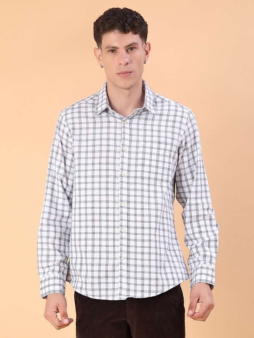 men checkered collared long sleeve shirt - 21997564 -  Standard Image - 2