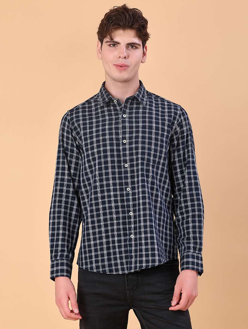 men checkered collared long sleeve shirt - 21997565 -  Standard Image - 2