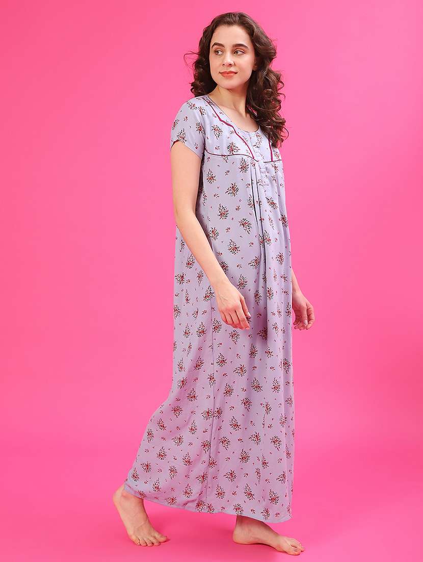 women printed short sleeve nighty - 21997571 -  Standard Image - 2
