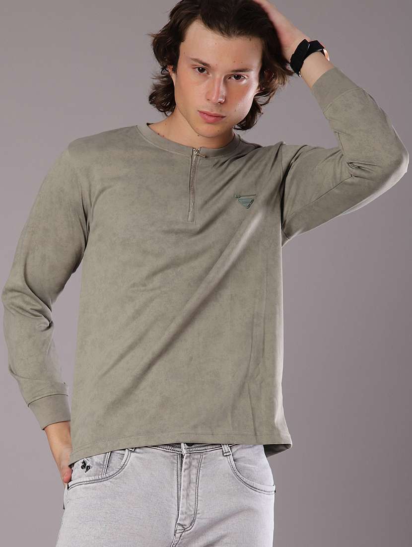 men solid long sleeve regular fit t-shirt