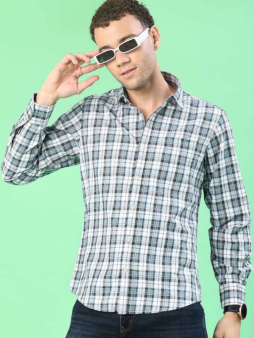 men checkered long sleeve regualr fit casual shirt