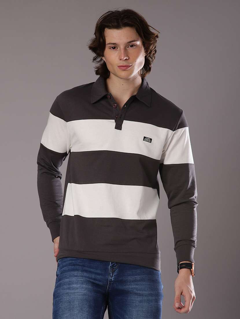 men color block long sleeve slim fit t-shirt 