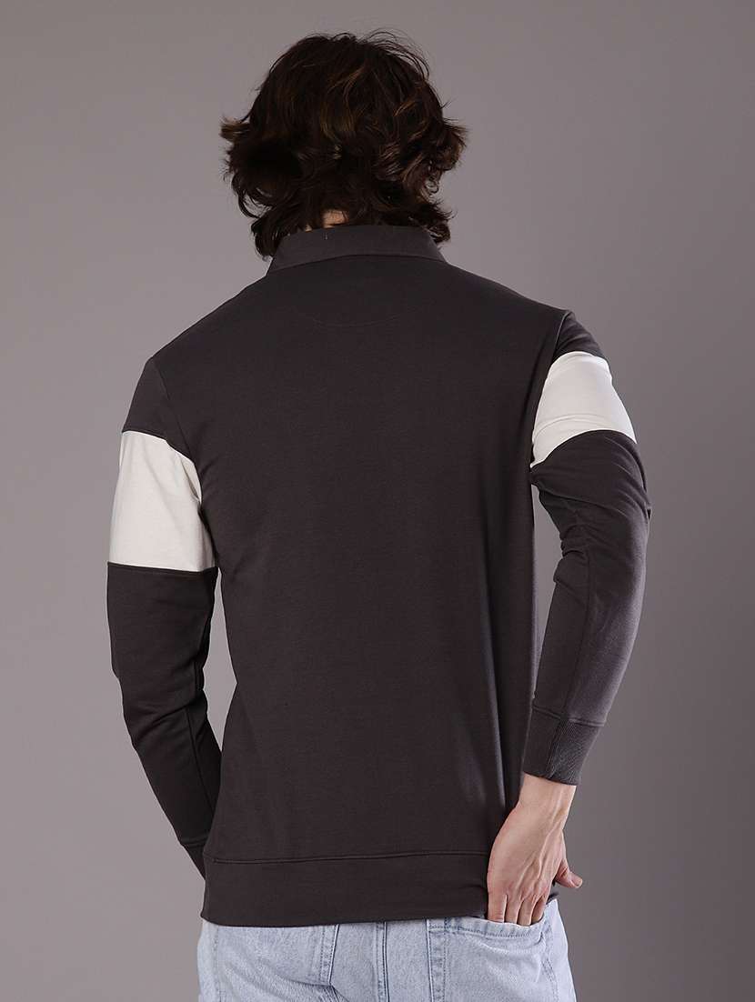 men chest print long sleeve slim fit polo t-shirt  - 21997687 -  Standard Image - 2