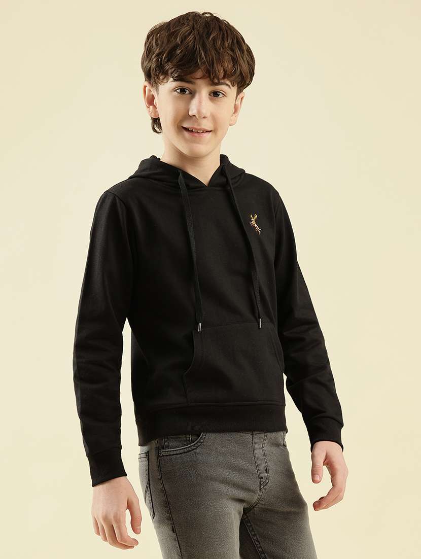 boys solid long sleeve hooded sweatshirt - 21997804 -  Standard Image - 2