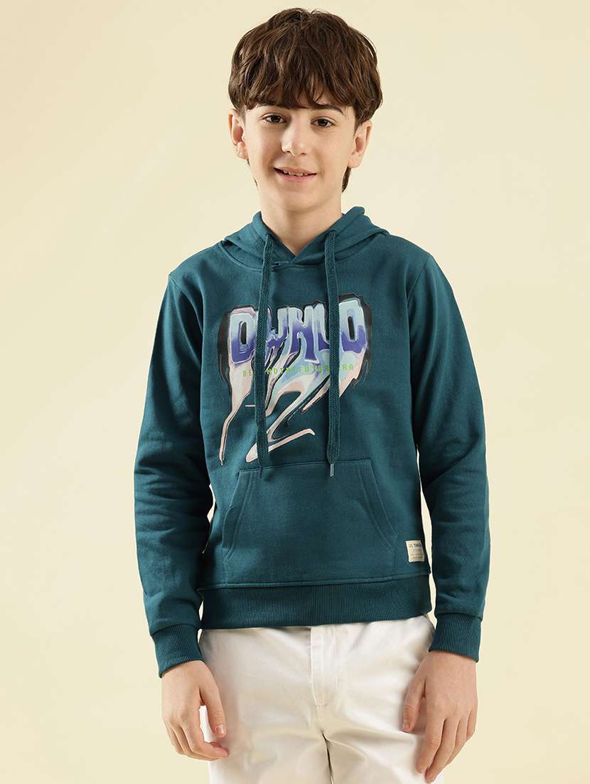 boys printed long sleeve hooded sweatshirt