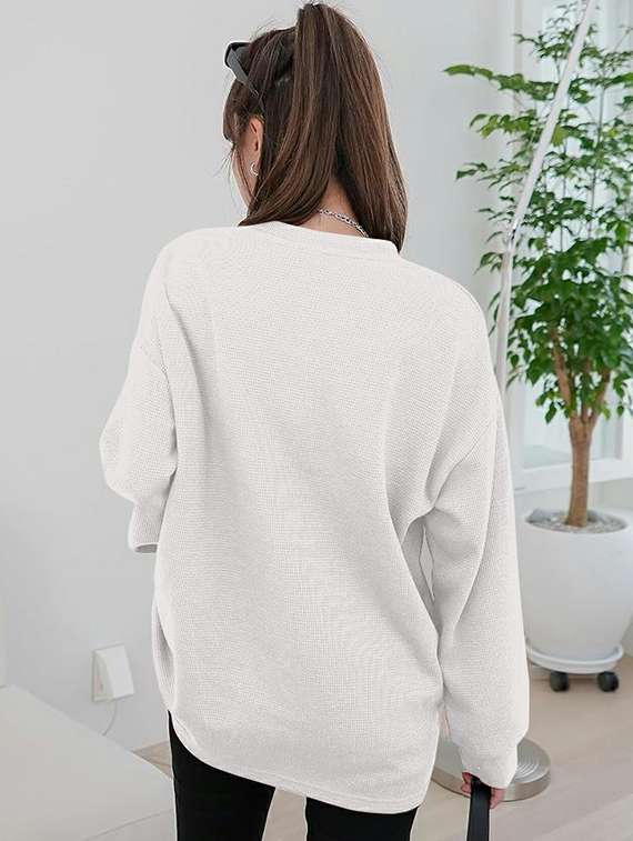 women solid long sleeve relaxed fit knitted top - 21997862 -  Standard Image - 2