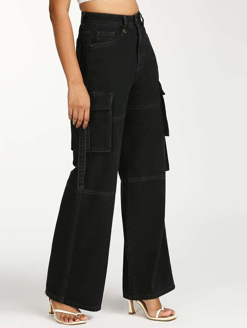 women solid high rise wide leg cargo - 21997898 -  Standard Image - 2