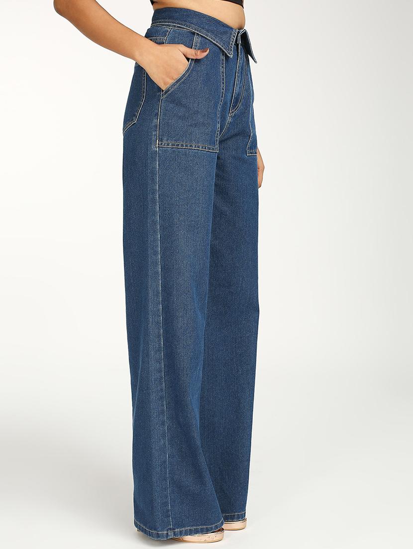 women solid high rise wide leg jean - 21997899 - Standard Image - 2