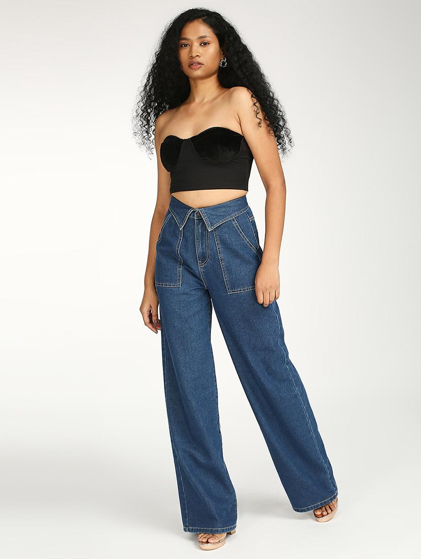 women solid high rise wide leg jean - 21997899 - Standard Image - 7