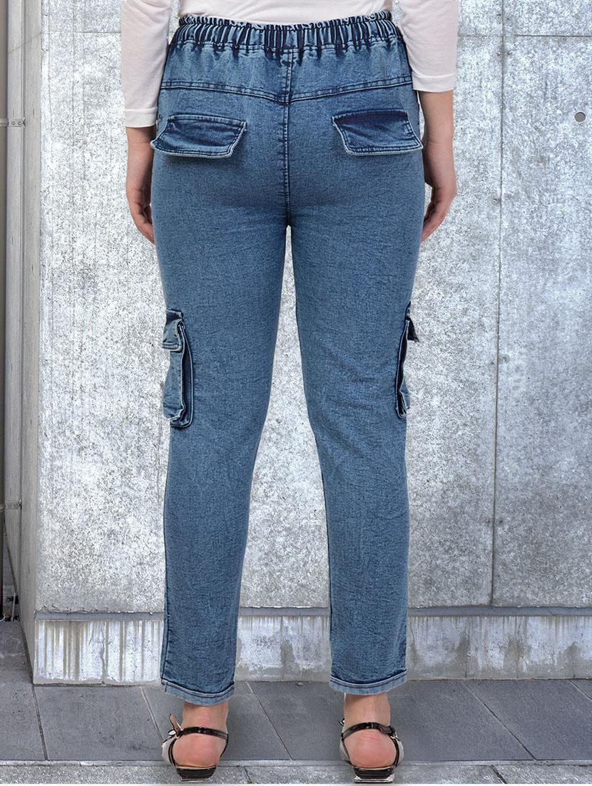 women solid mid rise denim cargo - 21997901 - Standard Image - 2