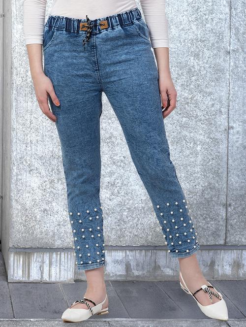 women embellished mid rise slim fit jean - 21997911 - Standard Image - 0