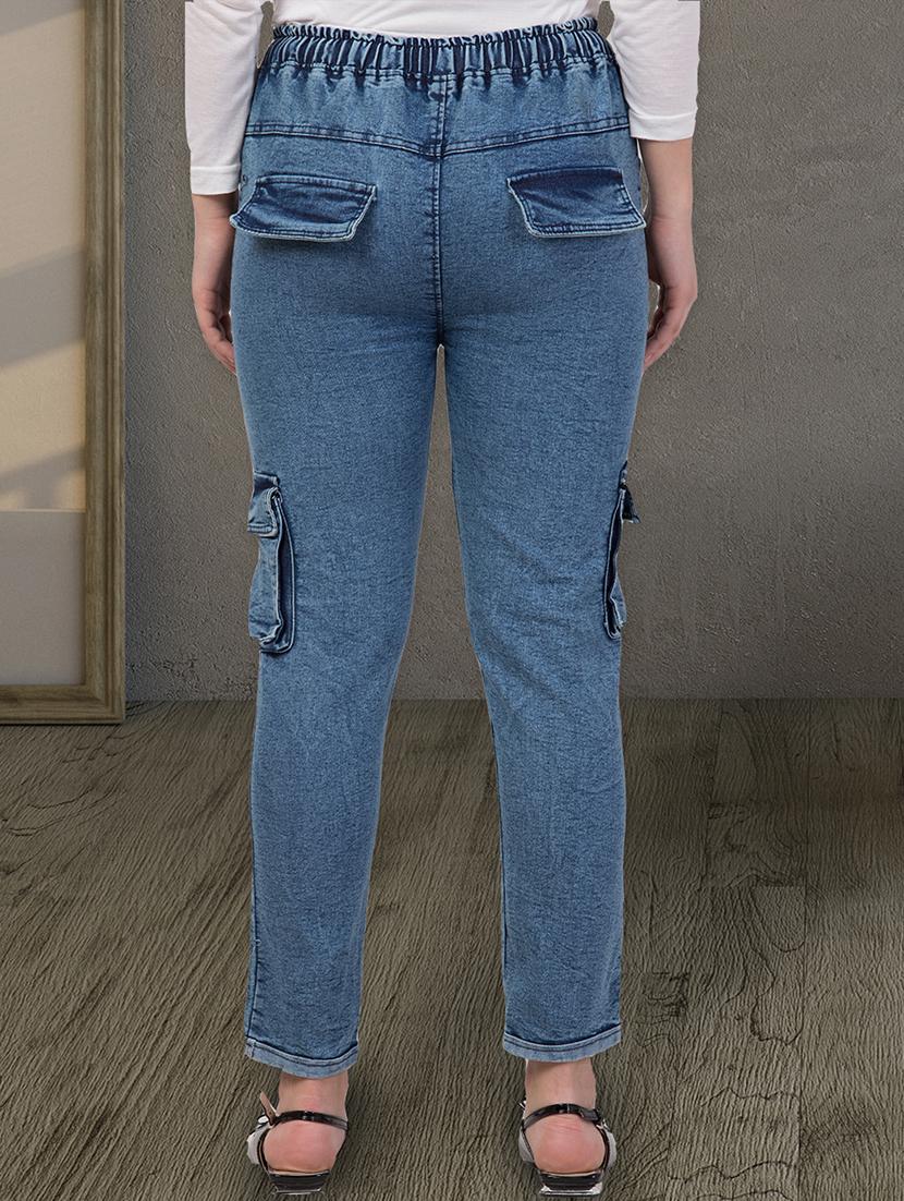 women solid mid rise denim cargo - 21997923 - Standard Image - 2