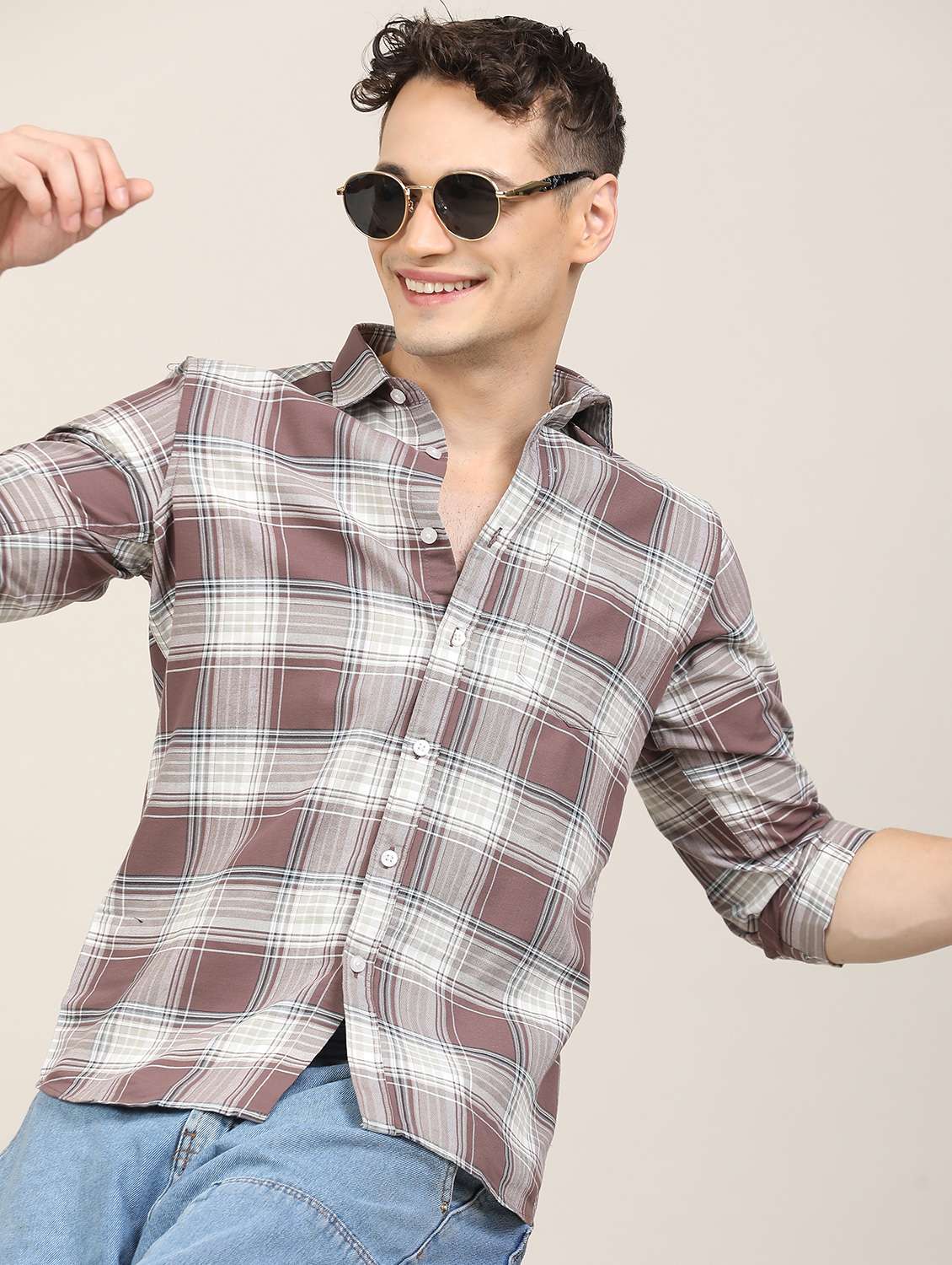 men checkered long sleeve regular fit casual shirt - 21997929 -  Standard Image - 2