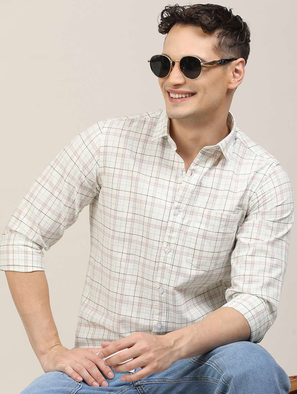 men checkered long sleeve regular fit casual shirt - 21997930 -  Standard Image - 2