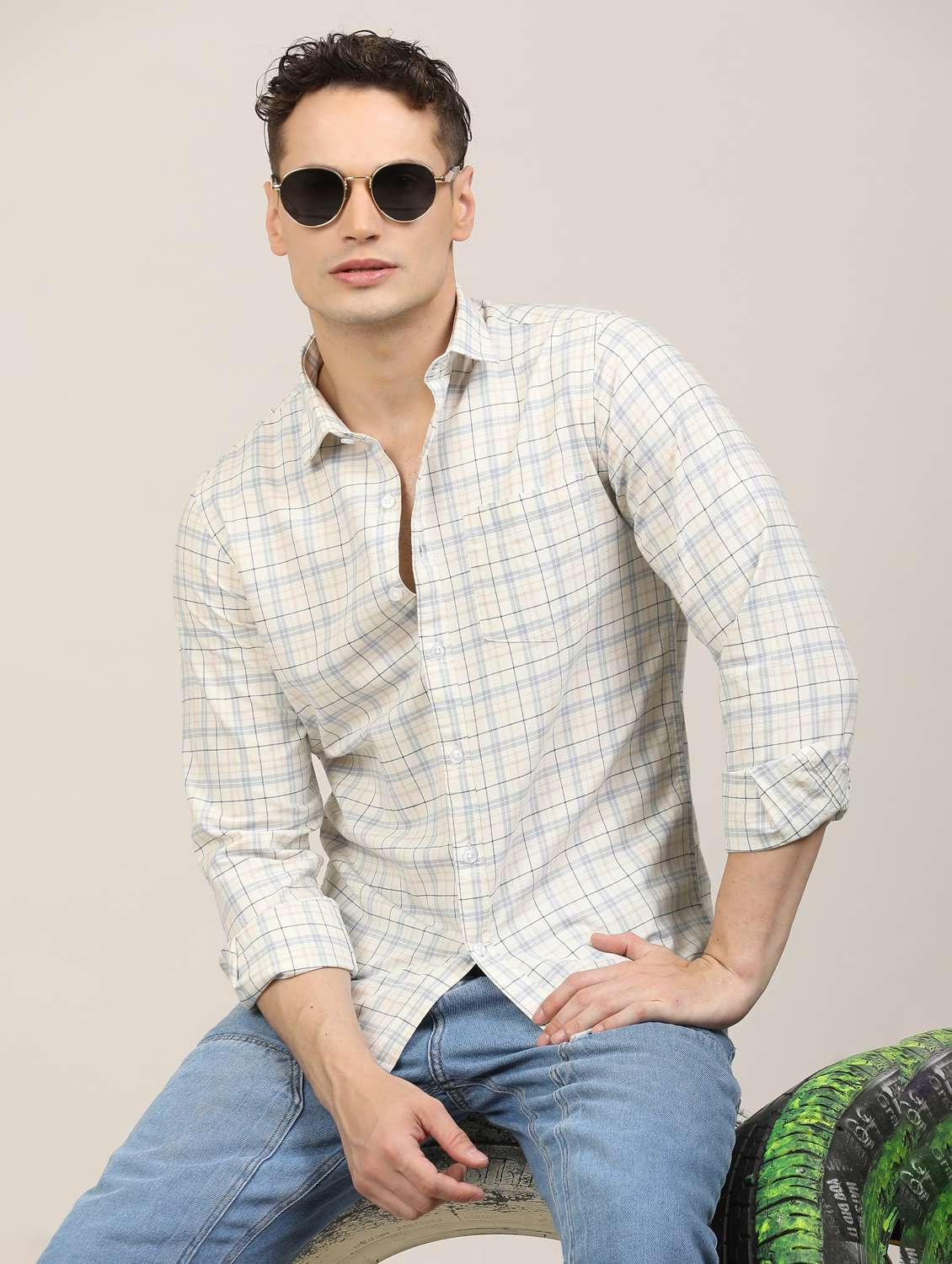 men checkered long sleeve regular fit casual shirt - 21997931 -  Standard Image - 2