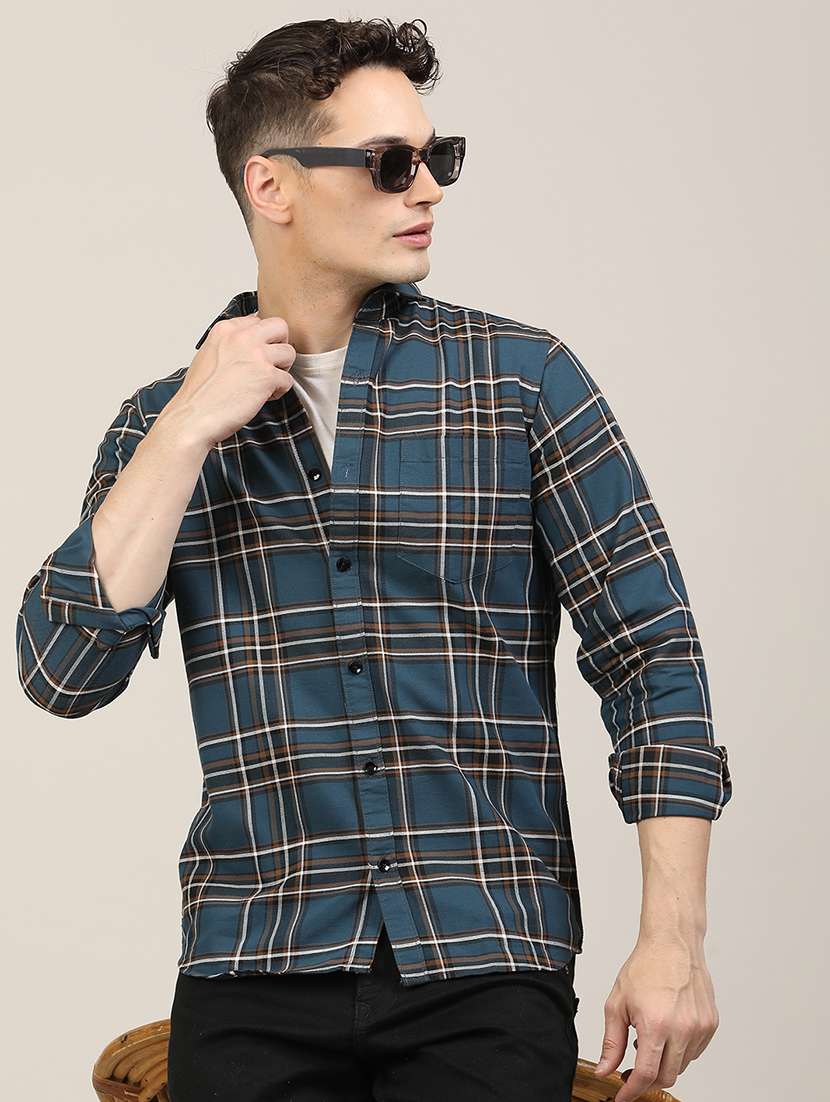 men checkered long sleeve regular fit casual shirt - 21997932 -  Standard Image - 2