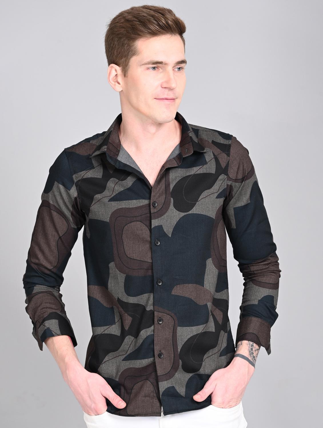 men printed long sleeve regular fit casual shirt - 21997958 - Standard Image - 2