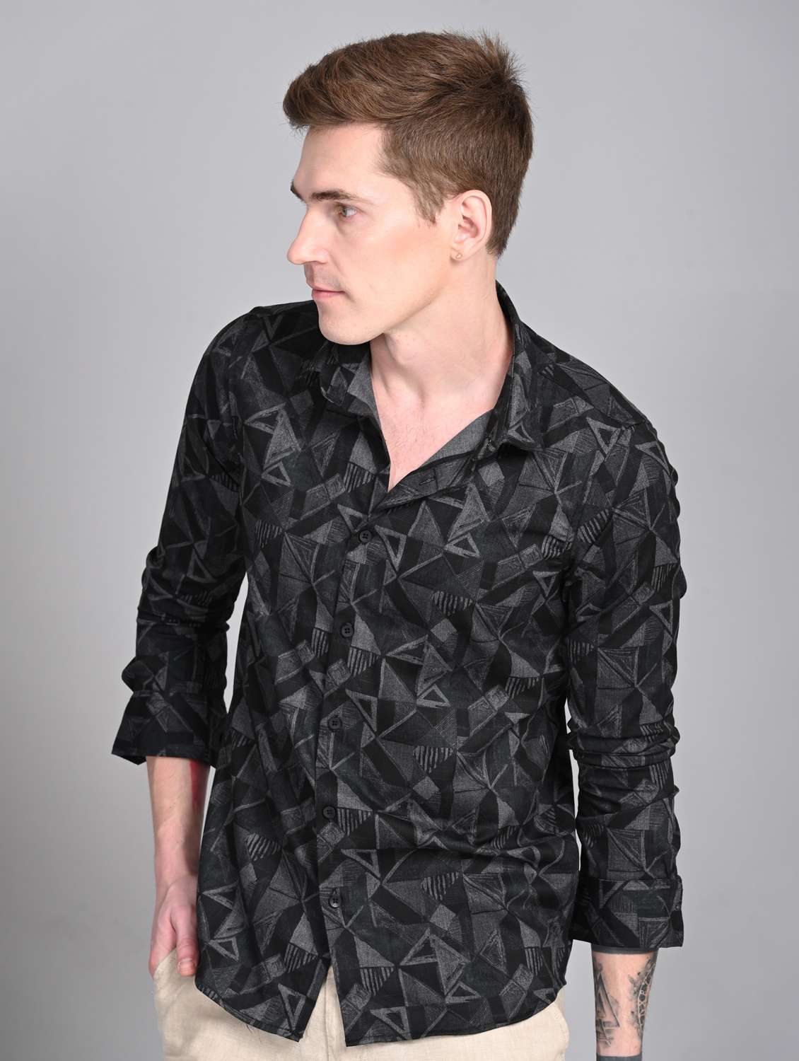 men printed long sleeve regular fit casual shirt - 21997961 -  Standard Image - 2